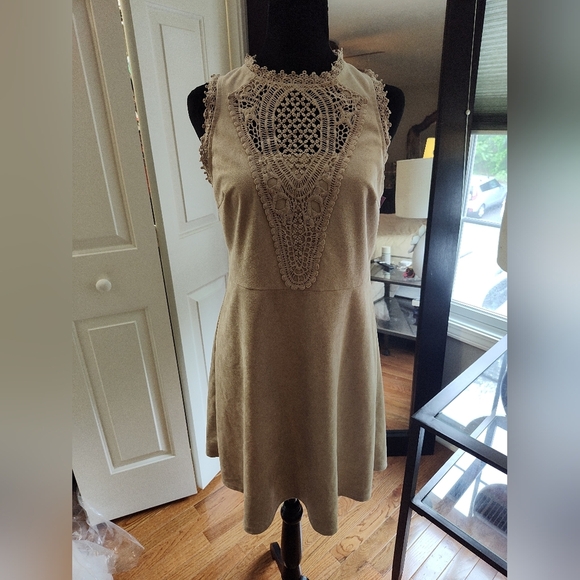 Altar'd State M Faux Suede & Crochet Detail Dress - Picture 1 of 4